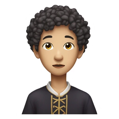 Tall Taro asian witch, a boy about 20 years old with short curly hair, a bit overwheight sticker