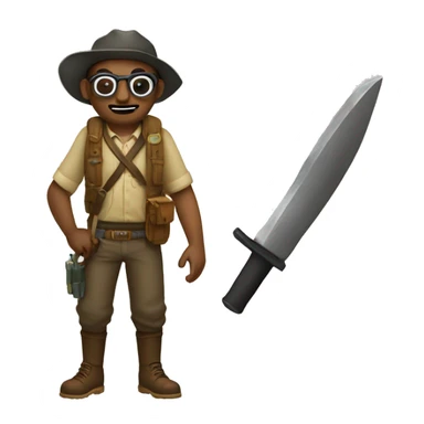 explorer with a machete and a head with glasses sticker