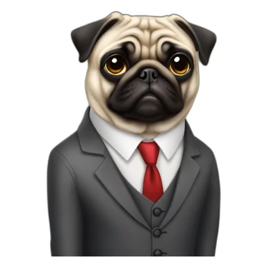 Pug with a suit  sticker