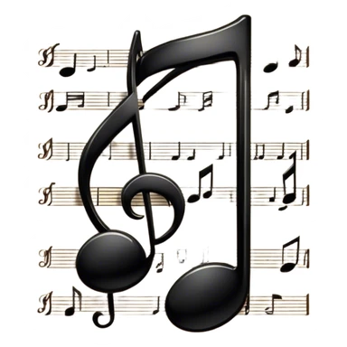 Cinematic Realistic Music Notes, crisp black ink on vintage sheet music, slightly curled edges, soft candlelight casting subtle shadows, glowing with an artistic and nostalgic charm. sticker