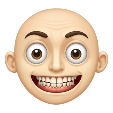 a man with extremely wide eyes and an impossibly large mouth full of countless teeth sticker