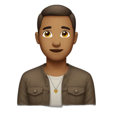 man brown short hair with tiny bear and earring sticker