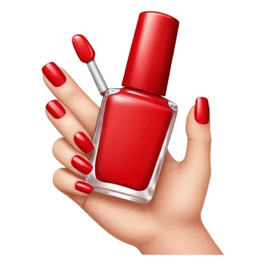 hand with painted nails and nail polish bottle sticker