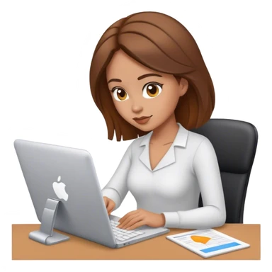 mujer de pelo cafe diseñando una pagina web  sticker