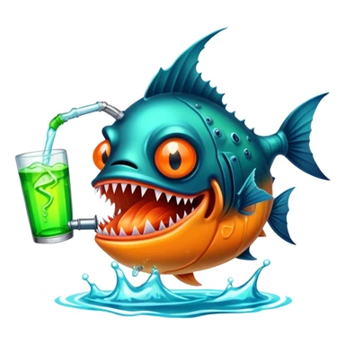 Angler fish drinking Mountain Dew sticker