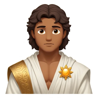 Cinematic Realistic Hercules Portrait, depicted as a classical Greek hero inspired by the Disney version yet echoing the refined proportions and serene dignity of Michelangelo's David. His idealized, sun-kissed bronze skin glows with timeless strength, and his thick, wavy dark hair falls in natural, sculpted curls. Draped in a flowing white robe with delicate golden accents, his expressive eyes radiate determined nobility, all rendered under dynamic natural lighting with a mythic, radiant glow. sticker