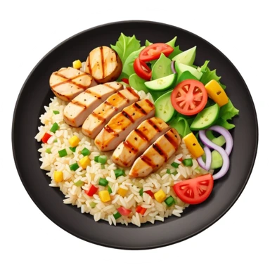 Grilled diced chicken and rice with salad sticker