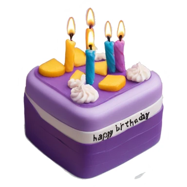 Purple Colored bento birthday with frosting and written on the cake "happy birthday" in flowy letters sticker