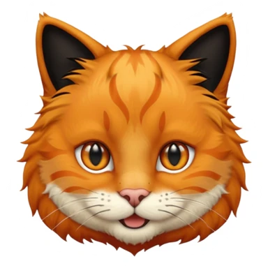 Orange cat head with black human hair on its head and white in the mouth  sticker