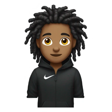 A brown boy with curly dreads and a black nike tech sticker