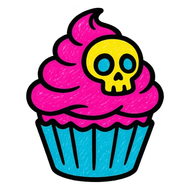 gothic cupcake, pop art style sticker