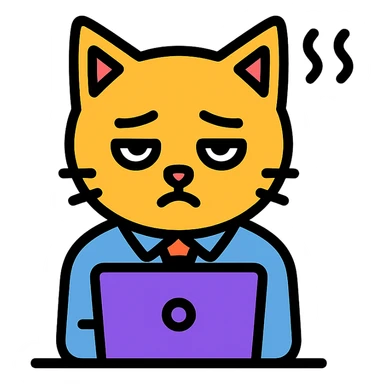a tired cat because of work sticker