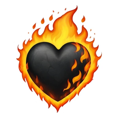 Black fire heart emoji  sticker