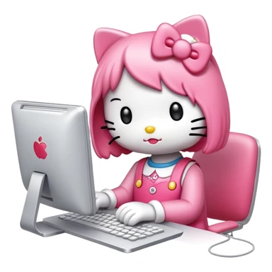 HelloKitty works on a computer sticker
