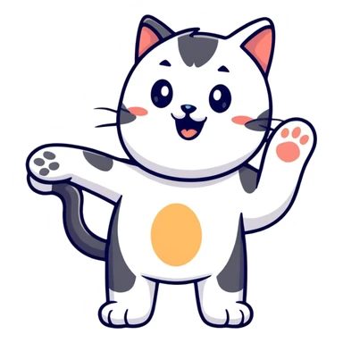 Playful cat with paws up sticker