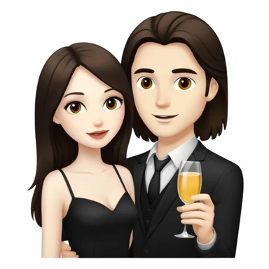 girl with long dark brown hair and pale skin flirting with blonde man at the club sticker