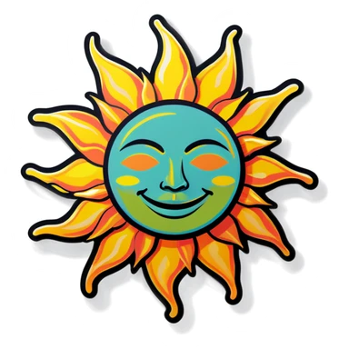 Pop art sun sticker