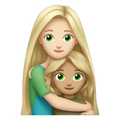 Blonde hair blue eyed girl hugging brown hair green eyed girl  sticker