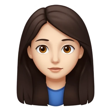 cabelo grande ,castanho escuro, pele clara, olhos castanhos,  sticker