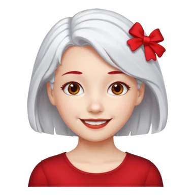  girl with white\ hair and red color hairclip sticker