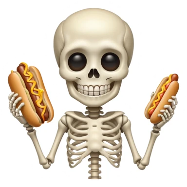 kid skeleton holding hot dog sticker