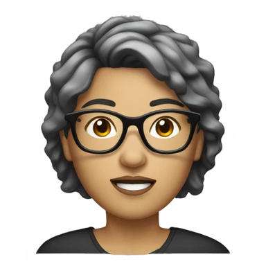 Wheaten woman with short black hair and glasses sticker