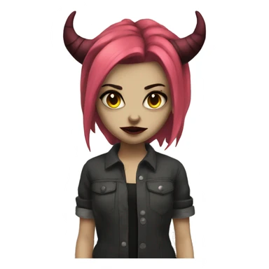 Grungy alt demon girl sticker