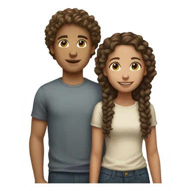 Lightskin boy with curly hair with brown hair girl with braids sticker