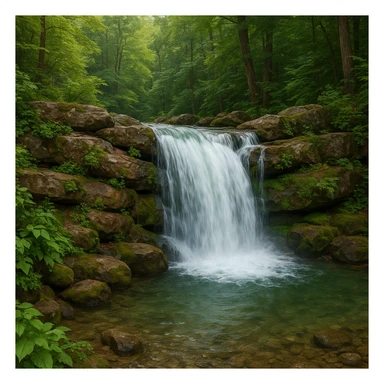 nature theme: waterfall with rocks and greenery sticker
