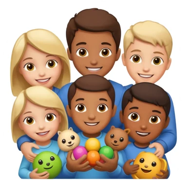 enfants qui partagent un jouet sticker