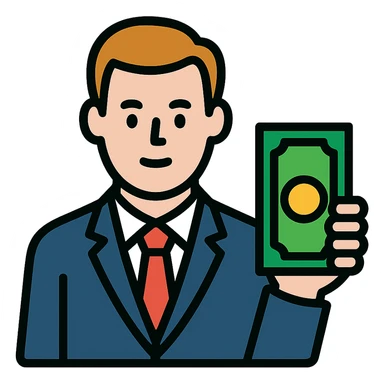 Nikolai Astrup, Norwegian politician, holding a pack of money in his hand sticker