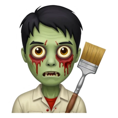 painter zombie with black hair sticker