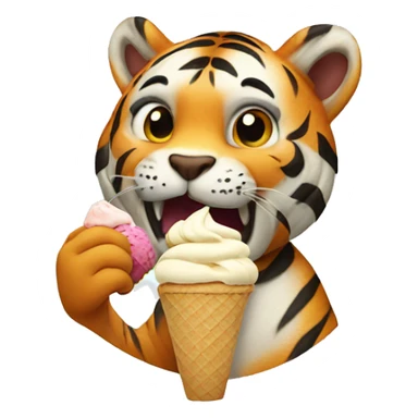 Tiger eating ice cream sticker