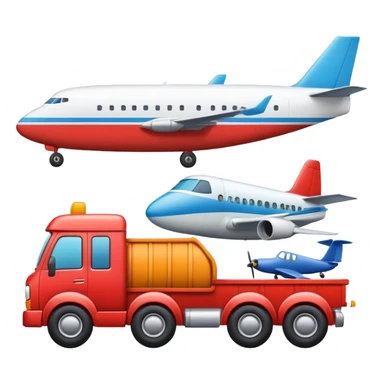 apple style emoji of a truck, ship, and airplane together, alternate version, representing Transport sticker