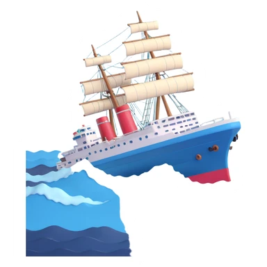 Old Soviet marine geology ship struggling in violent stormy ocean waves sticker