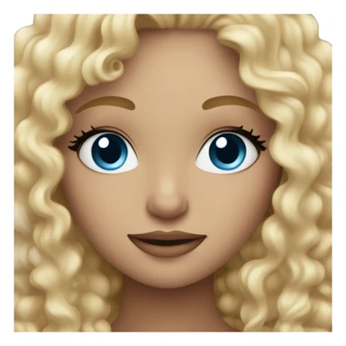 beautiful girl with curly blonde hair and blue eyes sticker
