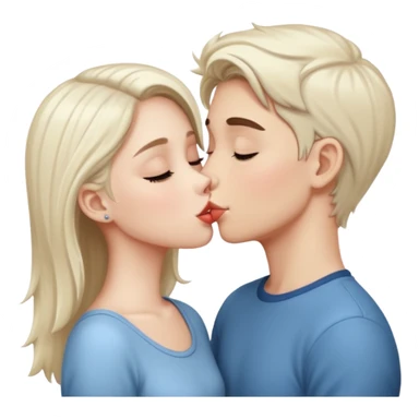 A Cute white skin  boy kissing a white skin girl  sticker