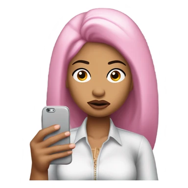Nicki minaj looking angrily at a text on her phone sticker