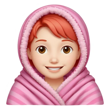 happy smile red cheeks in pink blanket sticker