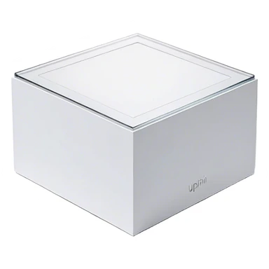 A clean, modern open box with crisp edges and a subtle shadow beneath, slightly tilted for depth. A soft glow or faint sparkles rise from inside, hinting at potential content yet to be added. The design is sleek, flat, and uncluttered, maintaining a light and inviting feel, perfect for an empty state UI. sticker