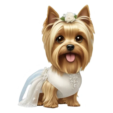 Yorkshire terrier in a wedding dress sticker