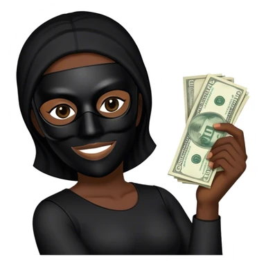 Robber, black mask, holding money, side view  sticker