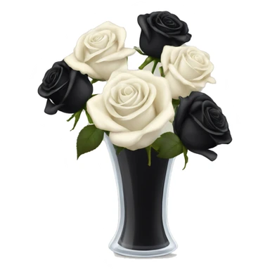 Black and ivory roses in transparent vase sticker