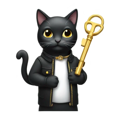 Black cat holding a key sticker