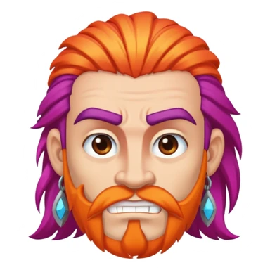 a barbarian with big eyebrows and colourful hair sticker