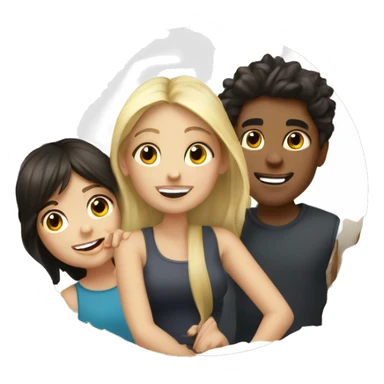 One brunette Girl, one blond girl, two dark haired boys having fun together sticker