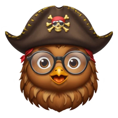 chick animal with glasses, pirate sticker