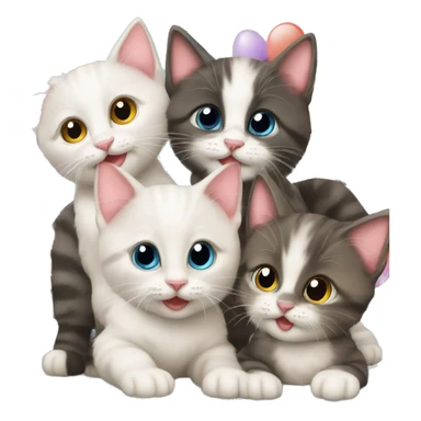 3 kittens at a birthday party sticker