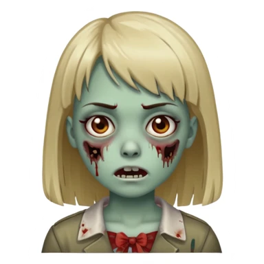 me faça uma garota zumbi de franja com cabelo médio liso versão emoji do ios sticker