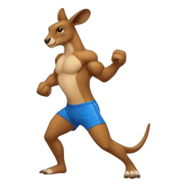 Body builder adult kangaroo blue coloured body punching in left side blue body sticker